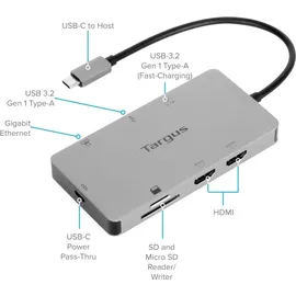 Targus USB-C Dual HDMI 4K Docking Station, USB-C 3.0 [Stecker] (DOCK423EU)