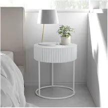 [en.casa] Beistelltisch Rill mit Schublade 46xØ40 cm Weiß