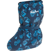 Playshoes Unisex Baby Regenvoeten met fleecevoering Stiefel, Blau Baustelle, Medium EU