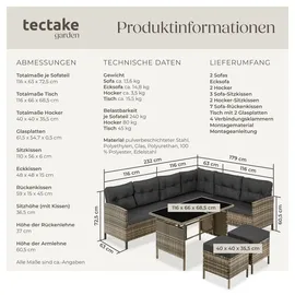 Tectake Rattan Lounge für 6 bis 8 Personen naturbelassen