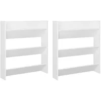 VidaXL Wand-Schuhschränke 2 Stk. Weiß 80x18x90 cm Holzwerkstoff