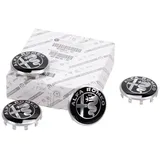 Alfa Romeo Radkappe Original Nabendeckel Satz Chrom Schwarz 71808019, (4-St) Mit Alfa Romeo Schriftzug schwarz