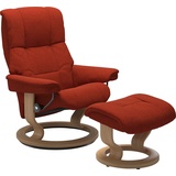 Stressless Relaxsessel STRESSLESS Mayfair Sessel Gr. ROHLEDER Stoff Q2 FARON, Classic Base Eiche, Relaxfunktion-Drehfunktion-PlusTMSystem-Gleitsystem, B/H/T: 79 cm x 101 cm x 73 cm, rot (rust q2 faron) Lesesessel und Relaxsessel