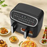 circlio Heißluftfritteuse 10L Airfryer mit Sichtfenster,LED Touch Screen,einstellbare Zeit/Temperatur Mini-Backofen Kompaktfriteusen - Schwarz