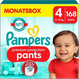 Pampers Premium Protection Pants Gr.4 Maxi mit Stop- und Kleinkinder (4-18 Monate), 168