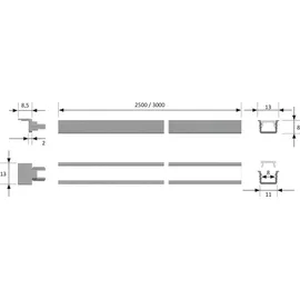 HS Rowe ChannelLine i2 10erSet L=3000 Alu-und Abdeckprofil