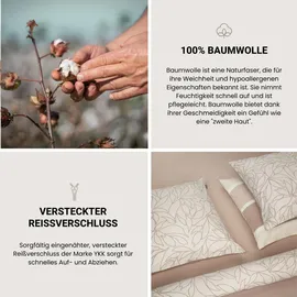 SCHIESSER Bettwäscheset Leaves - Renforcé - 2-teilig - 135 x 200 cm, - Taupe