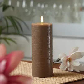 uYuni LED Kerze PIA Uyuni Rustik-Optik Echtwachs Timer H: 20cm bis 1000Std.
