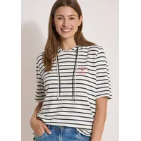 Cecil Kapuzenshirt Hoodie Gestreift Vanilleweiß M