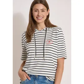 Cecil Kapuzenshirt Hoodie Gestreift Vanilleweiß M