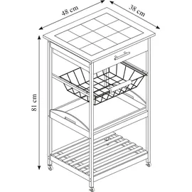 KESPER Küchenwagen Servierwagen Bambus mit Fliesen + Tablett, 25776 - Braun