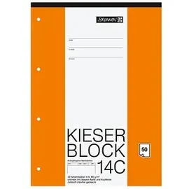 Brunnen Arbeitsblock Kieserblock gelocht DIN A4 blanko Lineatur 14C, 1 Block