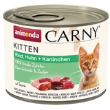 Carny Katzen Nassfutter Kitten Rind + Huhn + Kaninchen ( 12 x 200g), Kitten Katzen Nassfutter ohne Getreide und Zucker von animonda für wachsende Kätzchen bis 1 Jahr, mit frischen Zutaten