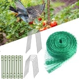 EMAGEREN Vogelschutznetz 4M x 10M Grünes Gartennetz Vogelnetz Engmaschiges Obstbaumnetz Erbsenetz Teichnetz Pool Netz mit Kabelbindern und Schützt Obstbäume, U-förmigen Stiften vor Vogelfraß