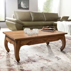 KADIMA DESIGN Couchtisch Massiv-Holz Sheesham 110 cm breit Wohnzimmer-Tisch Design dunkel-braun Landhaus-Stil