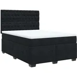 vidaXL Boxspringbett mit Matratze Schwarz 140x200 cm Samt