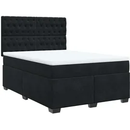 vidaXL Boxspringbett mit Matratze Schwarz 140x200 cm Samt
