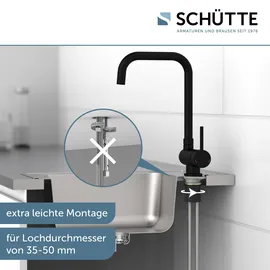 Schütte Spültischarmatur WINDOW, Wasserhahn Unterfenster, Vorfenster, flexibler Wasserhahn umklappbar 360° schwenkbar Einhebelmischer Fensterarmatur, Schwarz