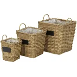 HOME STORY Pflanzkorb  3er Set   , braun , Weide,Kunststoff,Rattan,MDF , Maße (cm): H: 61  Ø: 49