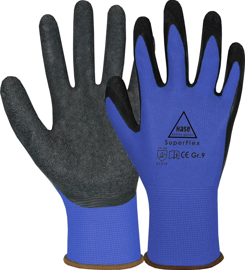 Hase SuperFlex Arbeitshandschuhe Gr. L (9) Blau