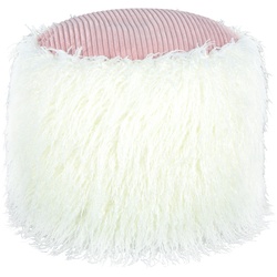 Kayoom Fellpouf Bobtail 125 Weiß / Rosa