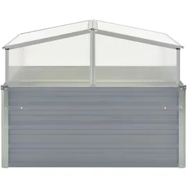 furnicato Gewächshaus, Grau, Metall, Quadratisch, 100x85x100 cm, Gartenzubehör, Gewächshäuser