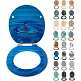 WC Sitz Absenkautomatik MDF Holzkern Klobrille Navy Blau