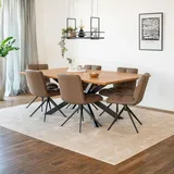 Home Deluxe – Esstisch-set AVENCIA mit 6 Stühlen Noda Grau / Braun - Farbe: Light Oak, Maße: 200 x 76 x 120 cm, Sternfuß, Eckig, Ausziehbar I ... - Braun