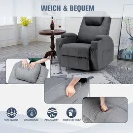 Laiham Massagesessel Relaxsessel Fernsehsessel Massage Liegefunktion TV Sessel Pol... - Grau