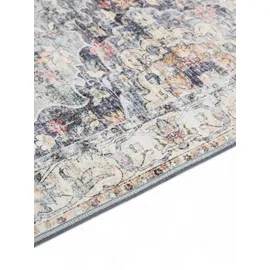 benuta Basic Waschbarer Teppich George - Blau 200x300 cm - Kunstfaser - Rechteckig & im Style: Vintage, Elegant, Retro - Pflegeleicht für Wohnzimmer Schlafzimmer
