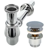 tecuro Siphon Mit Pop Up Ablaufventil Verchromt - Universal Set Für Waschtisch / Waschbecken