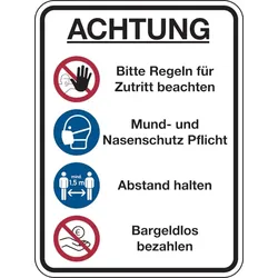 Kombischild, Regeln für Zutritt, Kunststoff, 400 x 300 mm - 300x400x1.5 mm Kunststoff