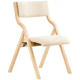 SoBuy Klappstuhl FST40, Küchenstuhl, Esszimmerstuhl, Holzstuhl, Faltbar, Küche, Büro, Küchenstuhl mit gepolsterter Sitzfläche und Lehne weiß