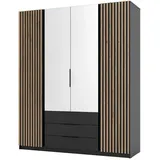 masseno Drehtürenschrank CAGLIARI 200 x 239 x 61,9 cm Schwarz