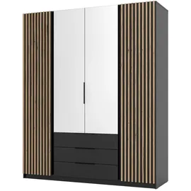 masseno Drehtürenschrank CAGLIARI 200 x 239 x 61,9 cm Schwarz