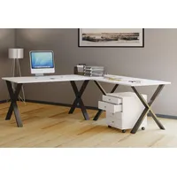 VCM Holz Schreibtisch Eckschreibtisch schlicht 160x130 Form links oder