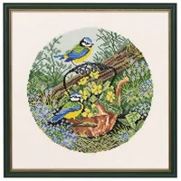 Marussia Eva Rosenstand Kreuzstich Set Blaumeise/Kessel, Zählmuster, 30x30cm