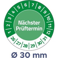 Zweckform Prüfplaketten nächster Prüftermin, 2026-2031, grün, Ø 30mm, aus Vinyl, 80 Stück