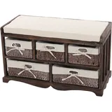 Mendler Kommode und Sitzbank mit 5 Schubladen 45 x 77 x 36 cm Braun