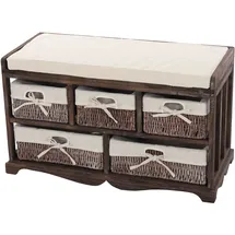 Mendler Kommode und Sitzbank mit 5 Schubladen 45 x 77 x 36 cm Braun