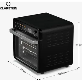 Klarstein AirGlaze Digital Heißluftfritteuse – 34 L, 2200 W, 19 Programme, Rotisserie, Touch Display, 40-350 °C, Pizzastein & Grillroste, Doppelt Verglaste Tür, Schwarz