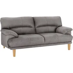 3-Sitzer TRENDMANUFAKTUR "Cecilia, Sofa in italienischem Design", silber, B:200cm H:87cm T:90cm, Sofas, mit tollem Sitzkomfort, extrabequeme Armlehnen, Holzfüße