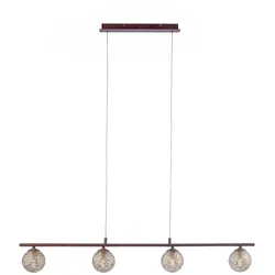 Pendelleuchte, rostfarben, 4 goldfarbene Leuchtköpfe, Landhaus-Stil, modern