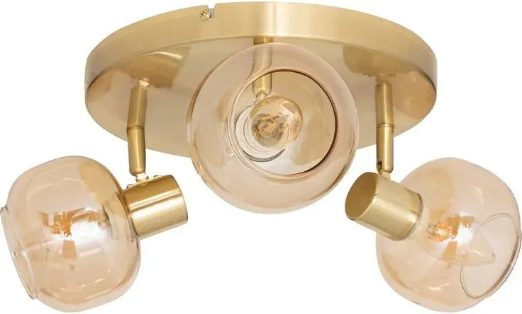 Pilia Deckenleuchte, 3 Leuchtmittel, Durchmesser 25 cm, Metall und bernsteinfarbenes Glas