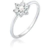 Elli Premium Verlobungsring Blume mit Kristallen von Swarovski® 925 Sterling Silber silberfarben 54 mm