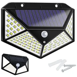 emeco LED Solarleuchte 2er 100 LEDs Solarlampe Bewegungsmelder Leuchte Wandleuchte Außen Sens