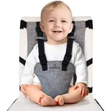 Mineto Tragbare Sitzerhöhung für Baby & Kinder - Klappbarer Hochstuhl für Zuhause & Unterwegs - Reise Kinderhochstuhl verstellbar und sicher
