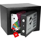 Silvergear Silvergear® Tresor für Zuhause | Safe Tresor mit Zahlenschloss | Möbeltresor für Bargeld, Schmuck, Ausweise, Dokumente | Geldtresor aus Stahl, 2 Schlüsseln & Code | 17x23x17cm | Schwarz