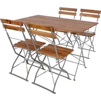 Mojawo Biergarten Set Klapptisch 4 Klappstühle klappbar Akazienholz 120x70cm