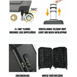 Cheffinger Reisekoffer Koffer 3 tlg Hartschale Trolley Set Kofferset Handgepäck Gepäck Reisetasche Orange